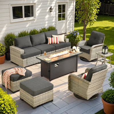 Ensemble de chaises berçantes d'extérieur 8 pièces