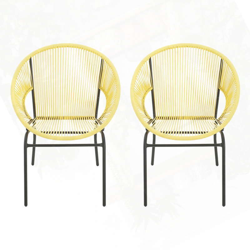 Chaise d'extérieur en osier, Jaune