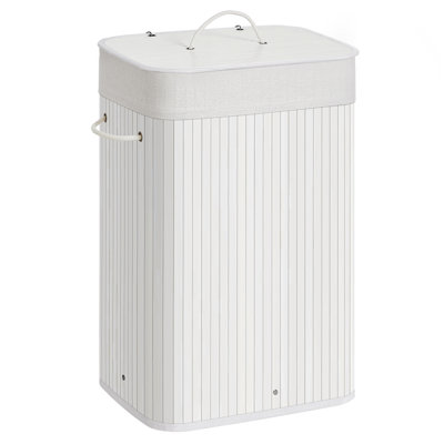 Bamboo Laundry Basket, 72L Foldable Laundry Hamper, Rectangular Storage Hamper With 3 Handles, 40 X 30 X 60 Cm