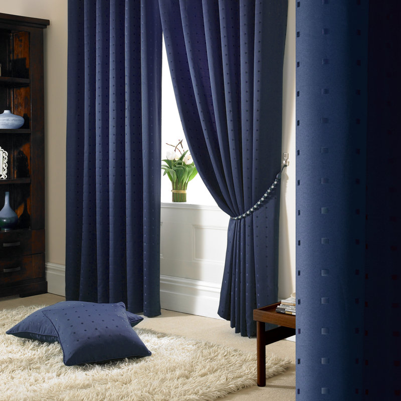 Norush Madison Pencil Pleat Curtains, Navy, 168cm Width x 183cm Drop