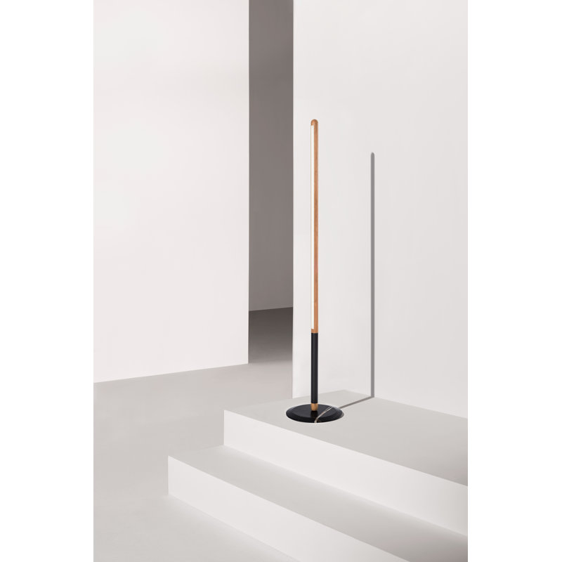 Lampe sur pied colonne 65,8 "Linea, Noir, Chêne