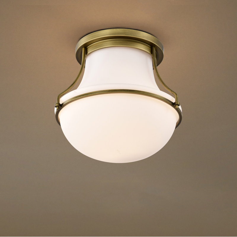 Plafonnier encastré en verre Bashaw, Laiton naturel, H 12,25 po x l 14 po x P 14 po