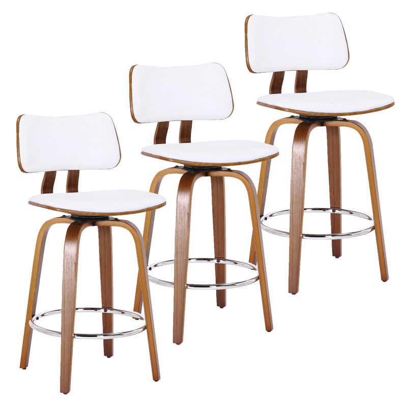 Tabouret de comptoir pivotant 26 po Brinson, Blanc / noyer