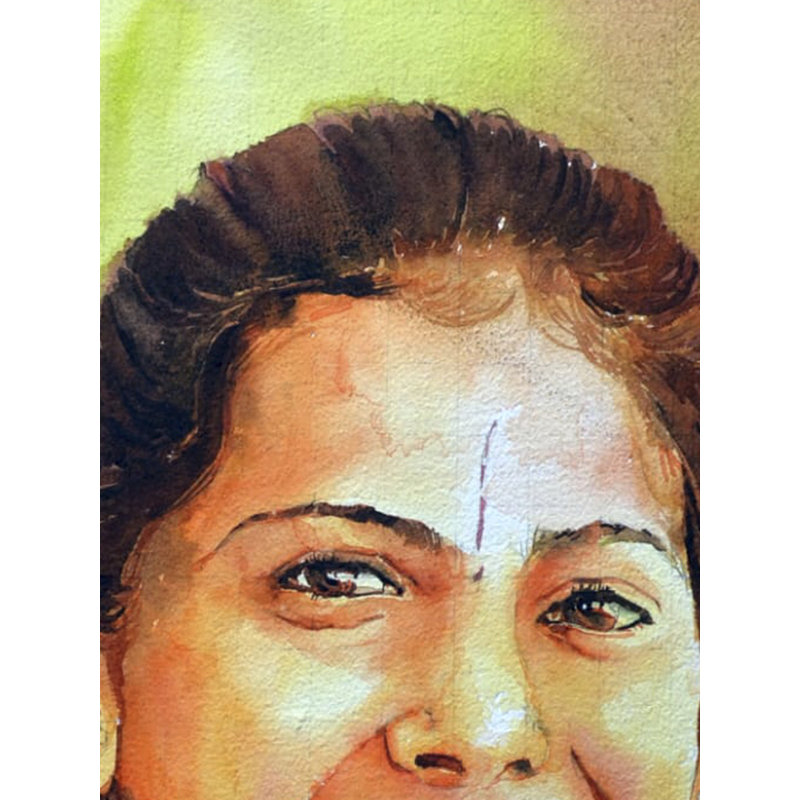 Un dévot - Jaya Kishori | Aquarelle de Rajib Agarwal