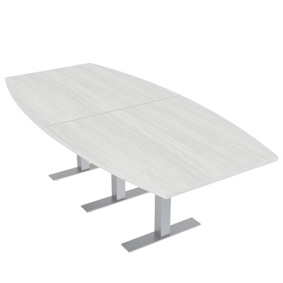 Table de conférence en forme de bateau avec base en T en métal