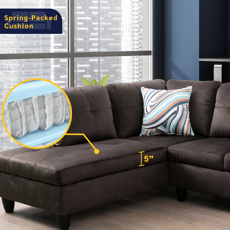 Addalyne 97" Wide Left Hand Facing Sofa & Chaise with Ottoman, Chocolate Microbeer