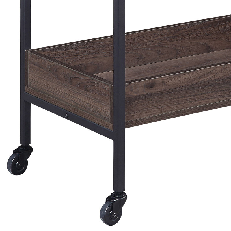 Jerrick Walnut & Black Finish Serving Cart