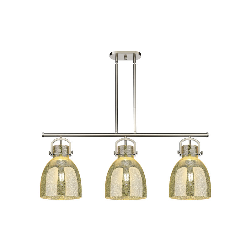 Gorlest - Luminaire suspendu pour îlot de cuisine 3 lumières, Nickel satiné