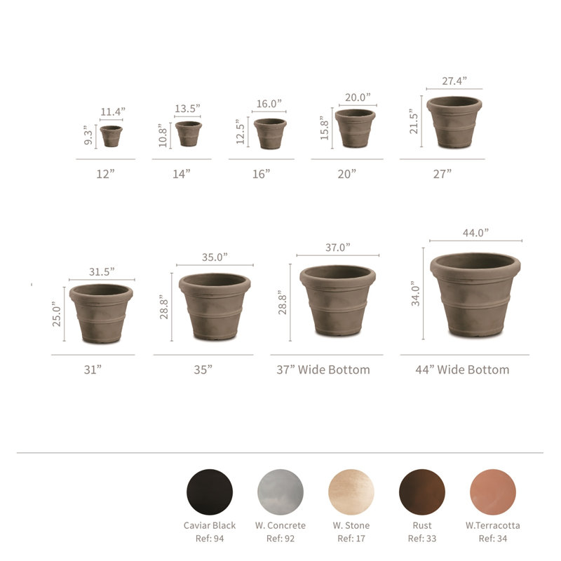 Caviar Black Crescent Garden Planter, 16" Lightweight Polyethylene