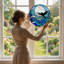 Panneau de vitrail 12 "H Moon Bird-1786052203