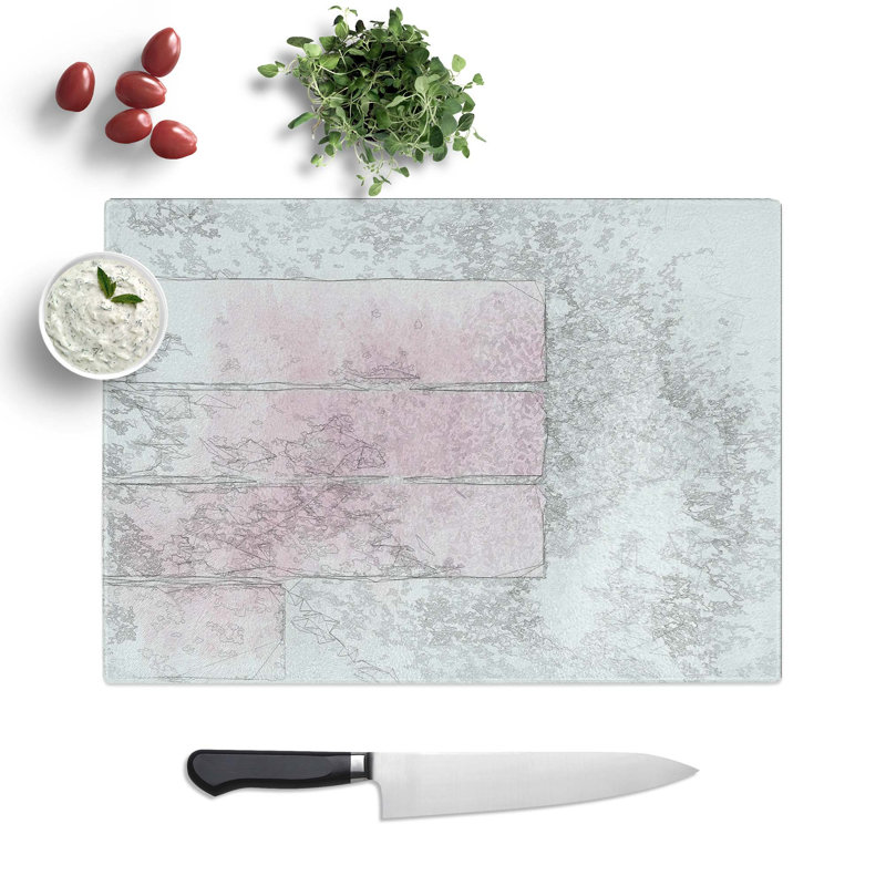 Tempered Glass Stacked Bars Chopping Board, 39 cm W x 28.5 cm L
