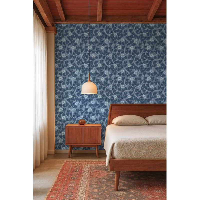Climbing Vine - Wallpaper, Navy, Premium Paper
