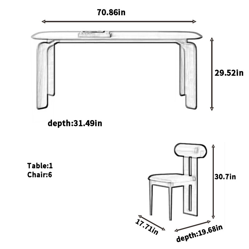 French retro dining table and chair combination