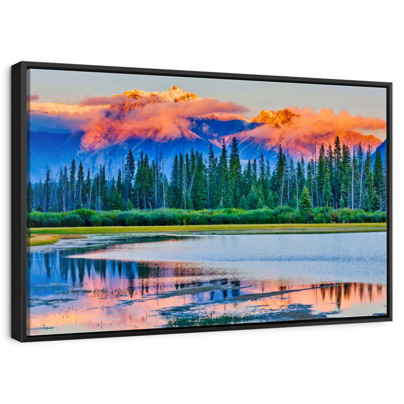 Coucher de soleil sur le lac Vermilion, Cadre flottant noir, 13 po x 9 po