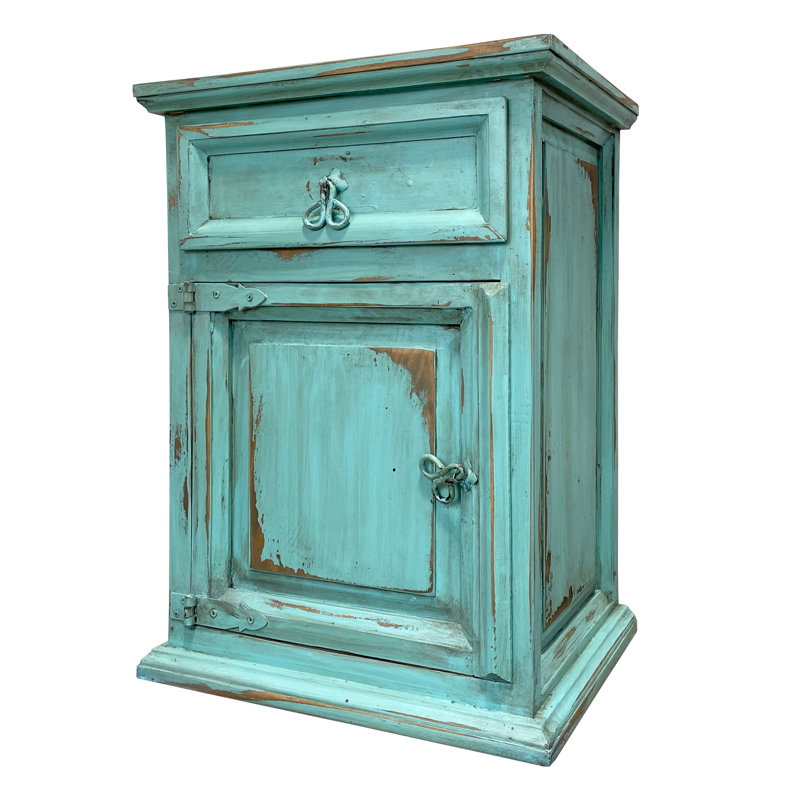 Syn 19.5'' W Solid Wood Nightstand, Turquoise