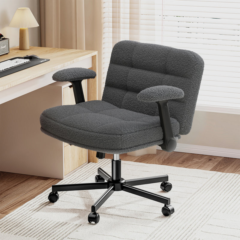 Chaise de bureau à domicile avec roulettes et accoudoirs relevables, Gris