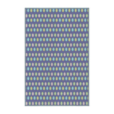 Tapis bleu/gris à motifs