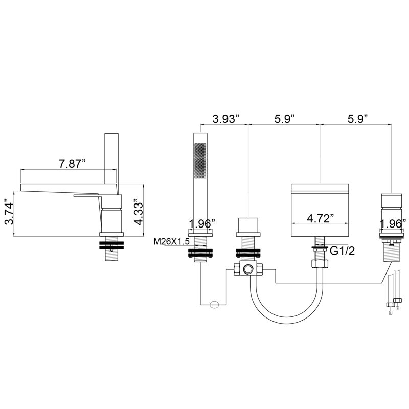 Deck Waterfall Faucet with Diverter