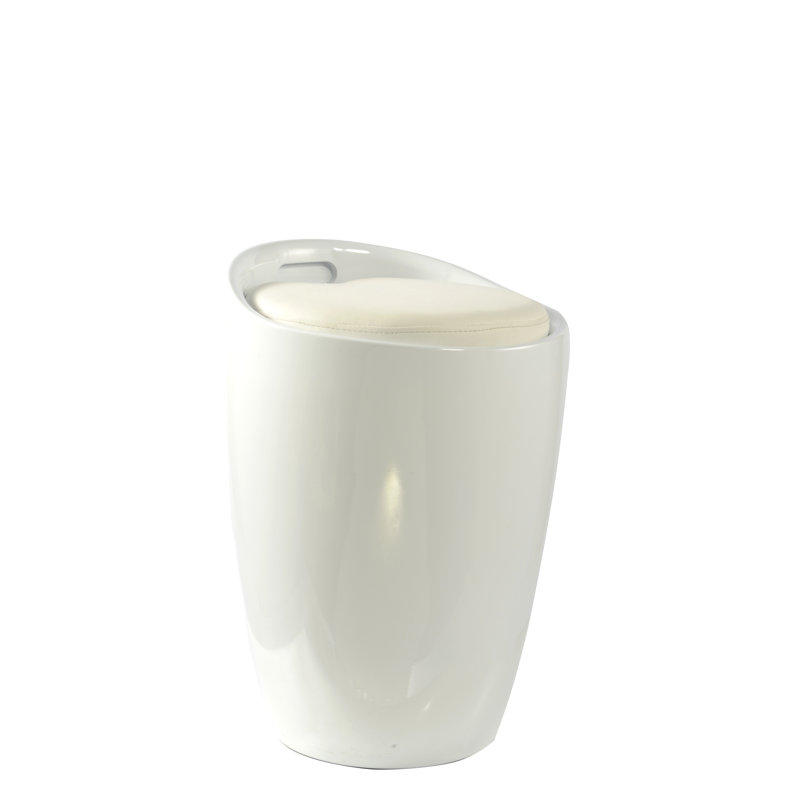 Evan Plastic Accent Stool, White