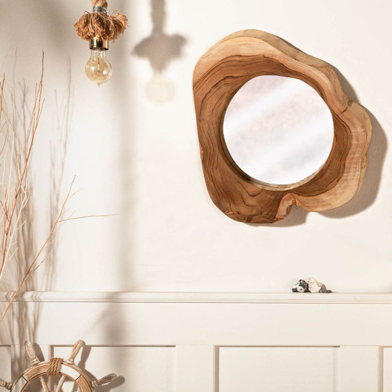 Soileau Solid Wood Circle Wall Mirror