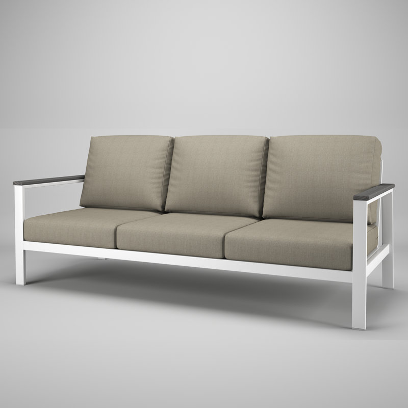 Townsend Metal Outdoor Sofa With Sunbrella Cushion, Gray, Spectrum Dove