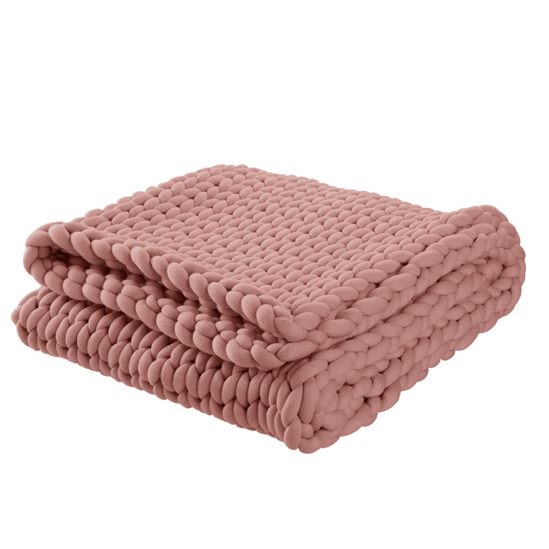 Vellux Weighted Blanket, Chunky Oversized Knit, Acrylic/Polyester, Twin, Terracotta