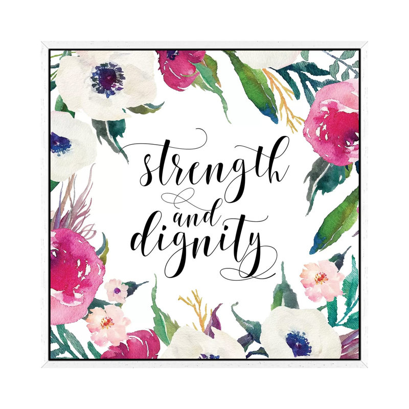 Strength And Dignity, Proverbs 31:25 - Print on Canvas, 66.04cm H x 66.04cm W x 3.81cm D, White Framed