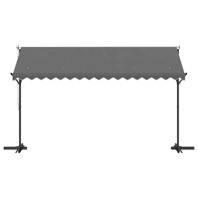 VidaXL 300cm D Polyester Cover Retractable Freestanding Awning, Grey, 267cm H x 400cm W x 300cm D