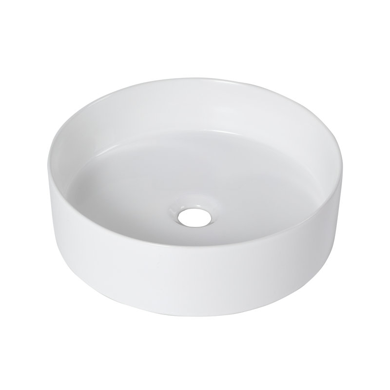 Ceramic Circular Vessel Bathroom Sink Art Sink, White