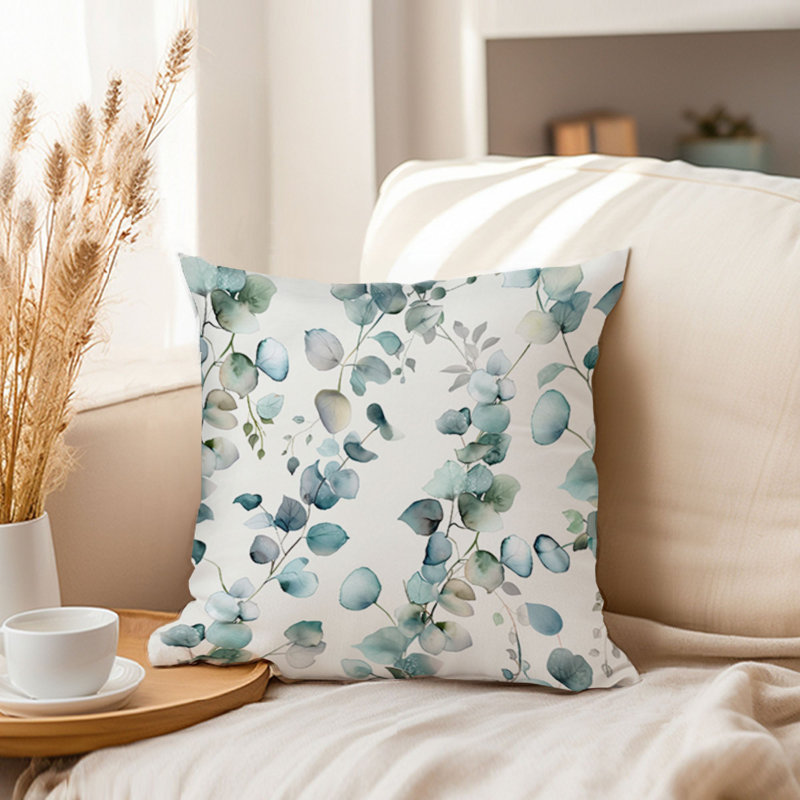 Botanical Eucalyptus Leaves Pattern I Pillow Cover, 20"H x 20"W