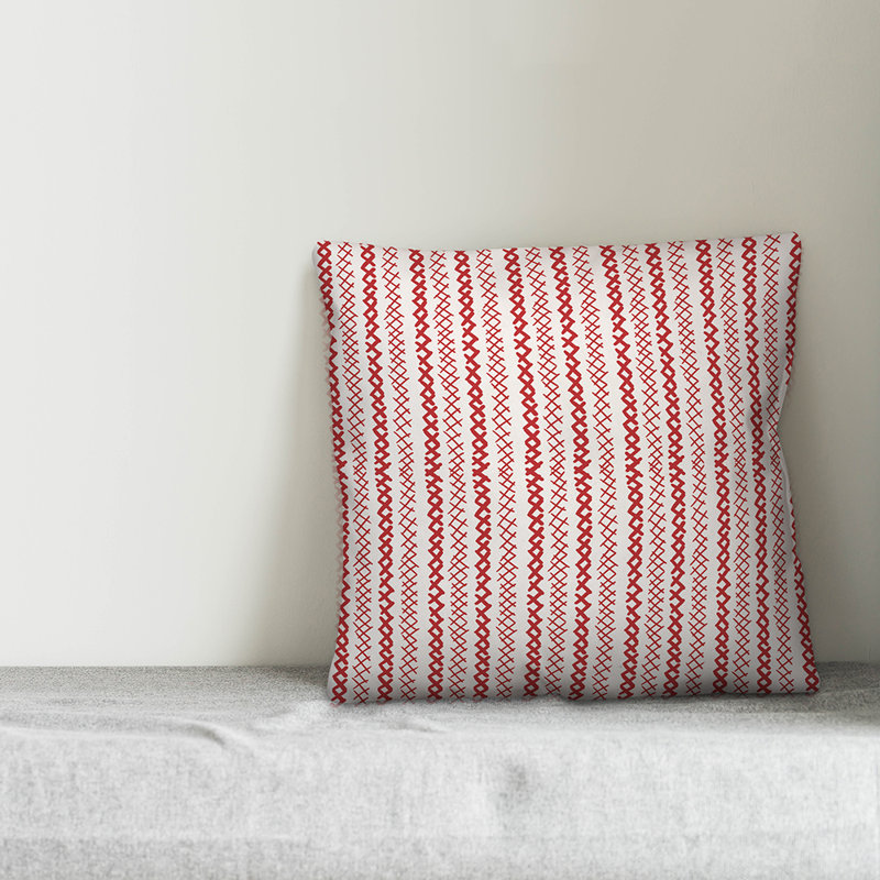  Housse et insert de coussin carré Tally, 18 po x 18 po, Blanc / rayures rouges 2
