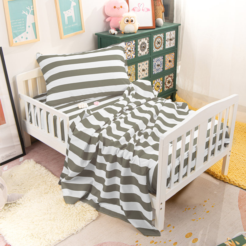 3-Piece Crib Sheet Set, Microfiber Solid Toddler Bedding Sets - NTBAY, Gray