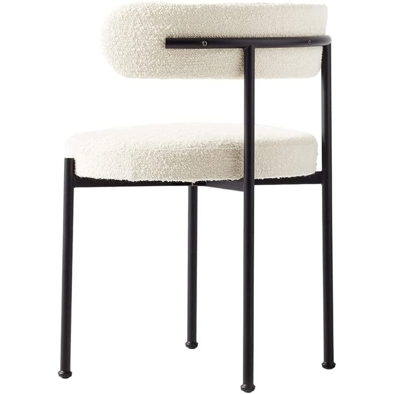 Boucle Side Chair with Steel Frame, Cream