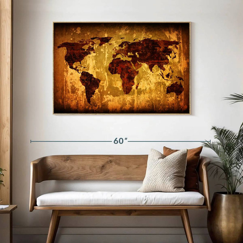 Monde rétro Liggins, Cadre flottant en bois naturel, 46 po x 31 po