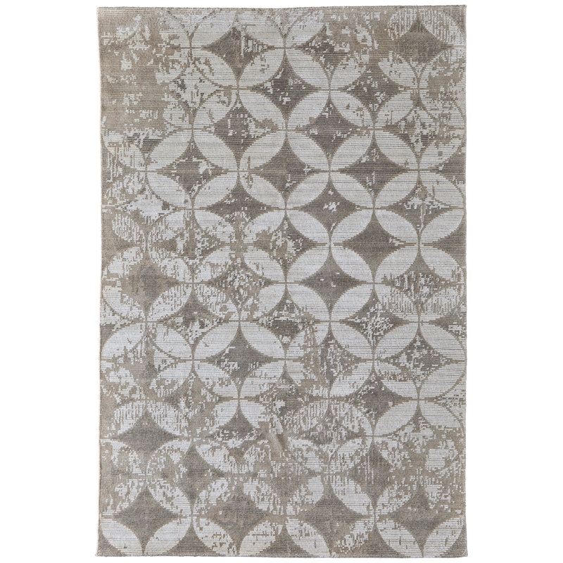 Tapis géométrique transitionnel Finley II, Ivoire ivoire, Rectangle 9 pi 6 po x 13 pi 6 po