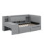 Lit de jour simple tapissier avec tiroirs, tablettes, armoires rabattables et table d'appoint-554532394