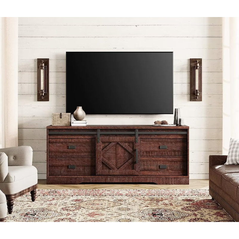 Meuble télé pour téléviseur de 65 po ou moins Zalya, Brun rustique