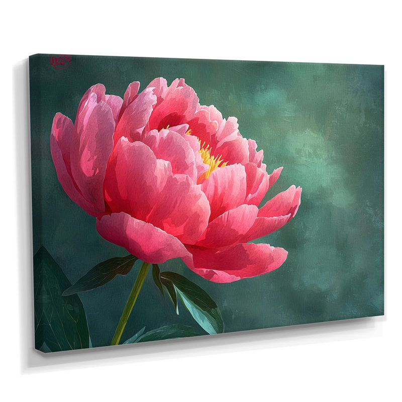 Pivoine d'été en pleine floraison II - pivoine, art mural, H 30 po x l 40 po, Toile tendue
