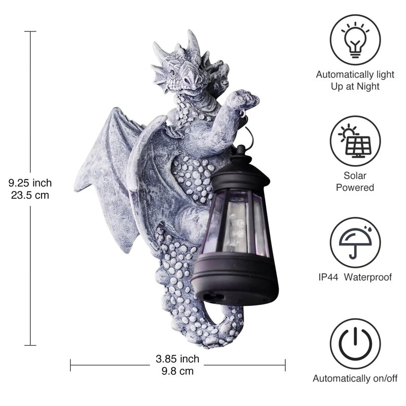 Dragon Tree Hugger Garden Statue with Solar Lantern