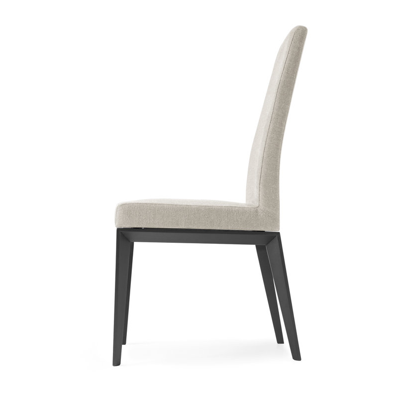 Etoile Upholstered Dining Chair with Wooden Legs, Graphite, Taupe