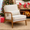 Lemley Mid Century Solid Wood Accent Chair Upholstered Armchair with an Extra Pillow