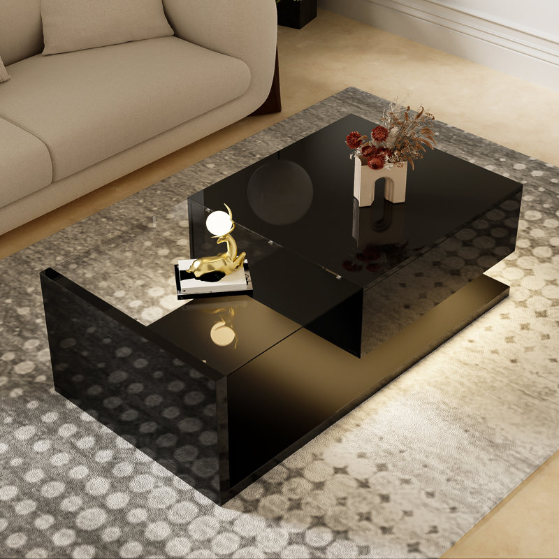 Coffee Table with Storage, Black