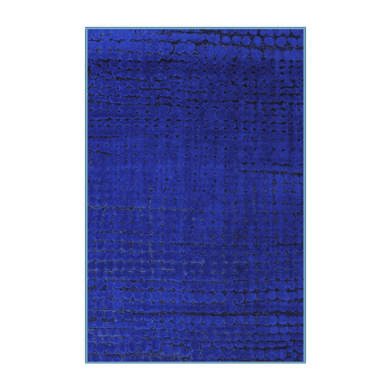Tapis bleu en laine / polyester géométrique tissé à la machine 6 pi x 9 pi