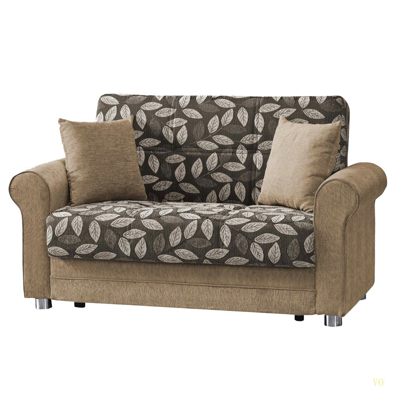 Loveseat Sofa Collection Upholstered Convertible Loveseat With Storage, Beige