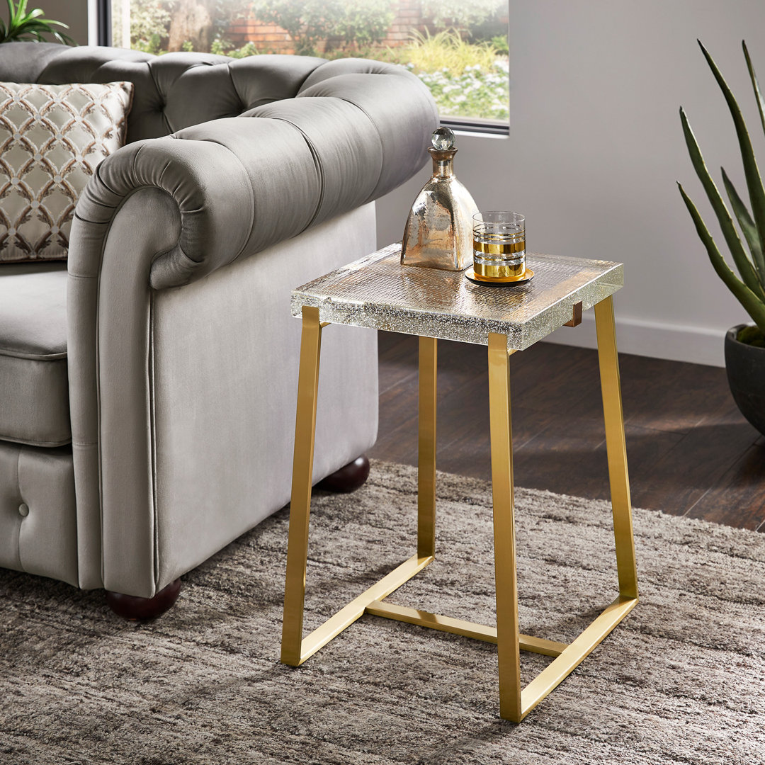 Degolier Cast Glass Top End Table Brayden Studio® Table Base 