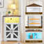 Armoire de rangement d'angle, petite armoire d'angle avec portes et tablettes réglables, armoire de rangement Farmhouse avec lumières DEL pour salle de bain, salon, cuisine, blanc et noyer