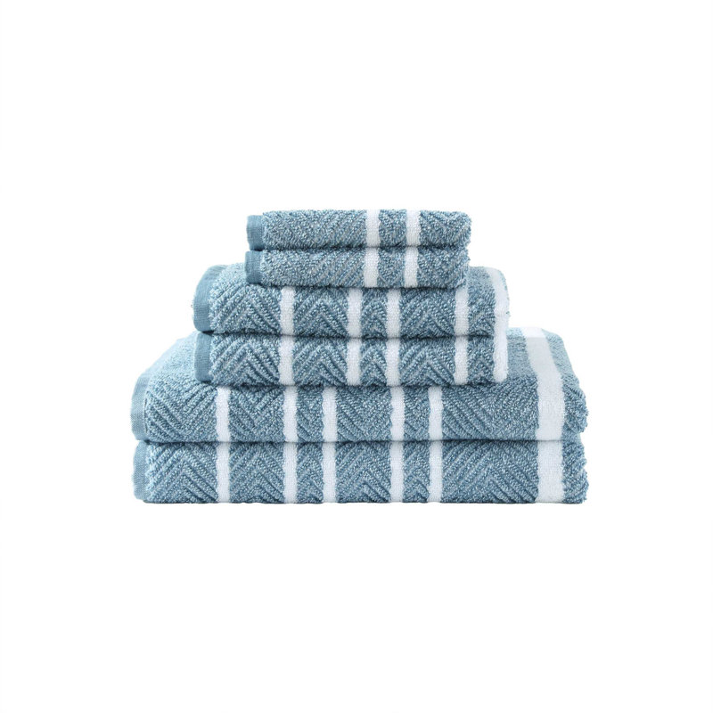 Ensemble de serviettes 6 pièces 100% coton Nautica, Croisière à rayures bleues