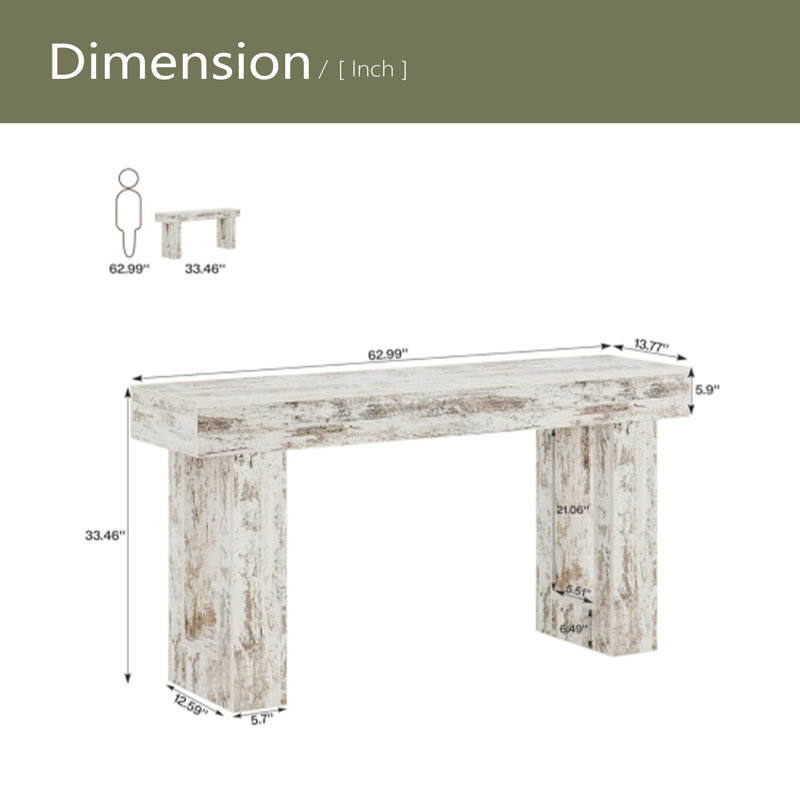 Stable TV Stand,Elegant Console Table,Wooden Side Table, Vintage White