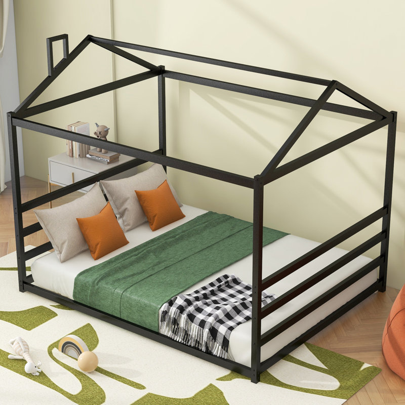 Lit plateforme en métal, grand lit, noir