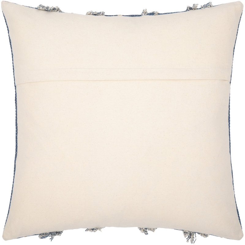 Blue and White Embroidered Cotton Kids Throw Pillow 20" x 20"